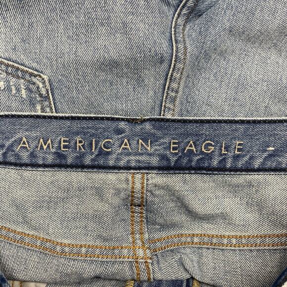 American Eagle Jeans Mens 36x30 Slim Straight Leg Medium Blue Denim Distressed - Picture 5 of 9